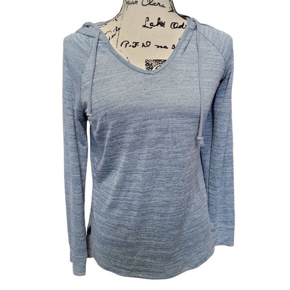 Blue hooded top with silver threads - Picture 1 of 5